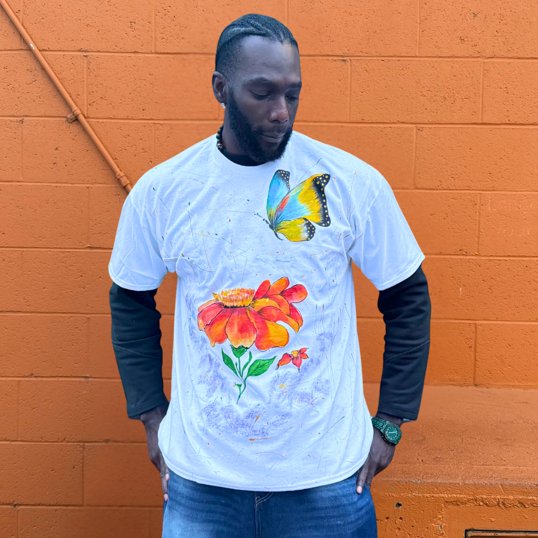 ZbenjAfrica Butterfly and Flower Hand-Painted T-Shirt and Hoodie