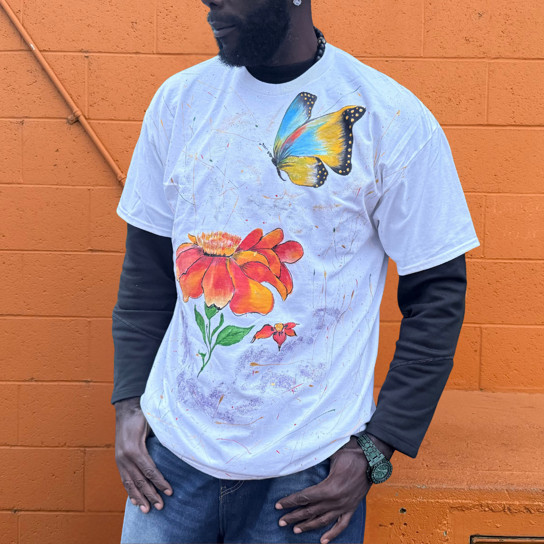ZbenjAfrica Butterfly and Flower Hand-Painted T-Shirt and Hoodie