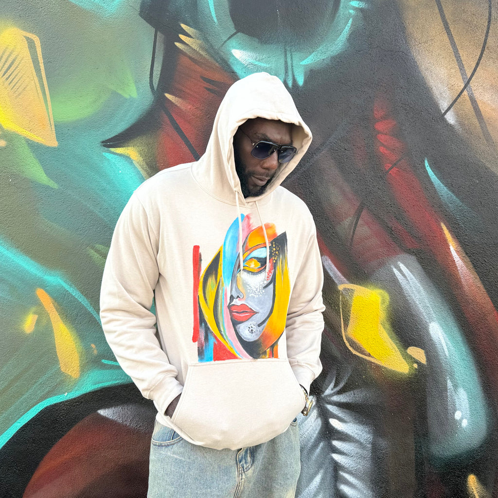 Hidden Face Hand-Painted T-Shirt – Wearable African Art Hoodie