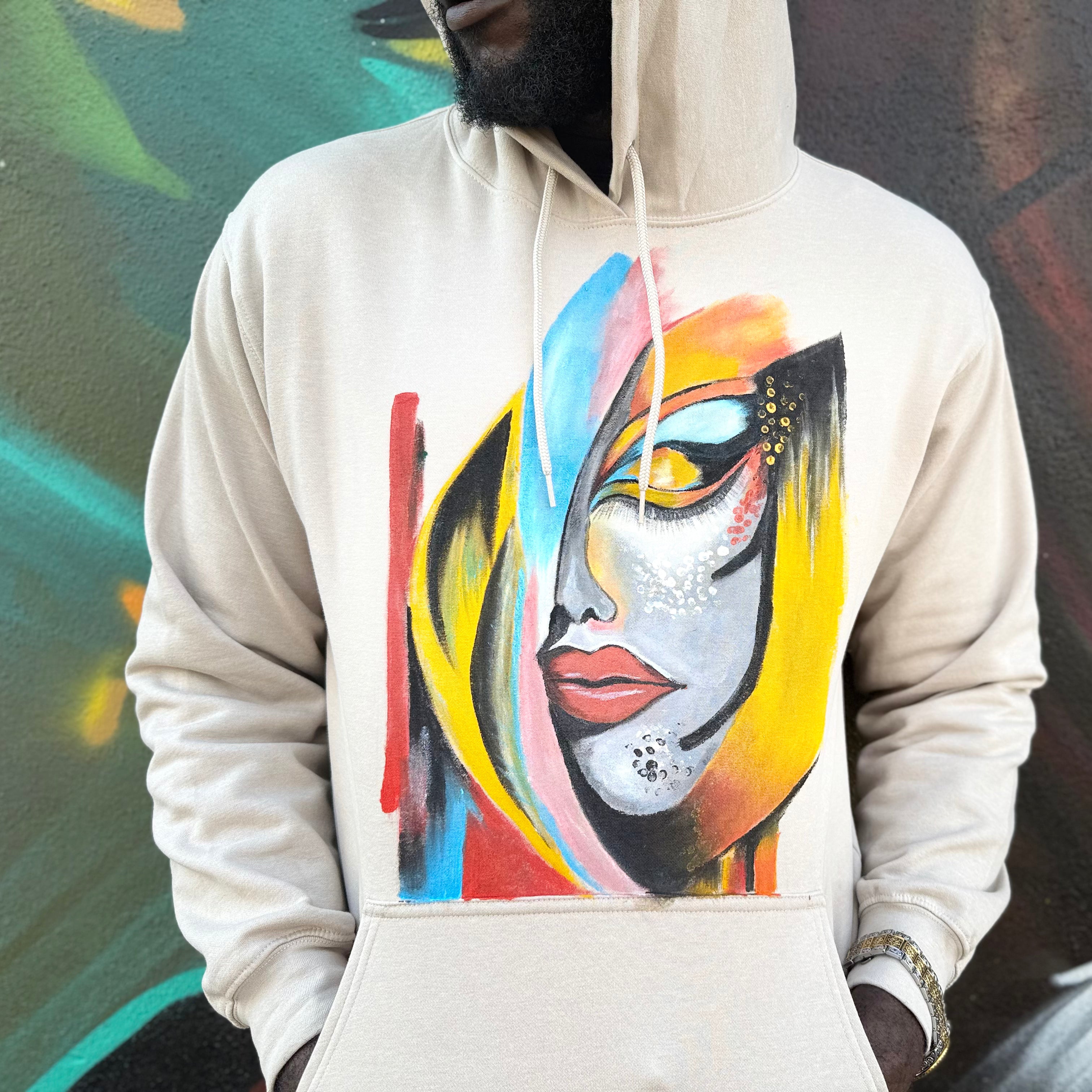 Hidden Face Hand-Painted T-Shirt – Wearable African Art Hoodie