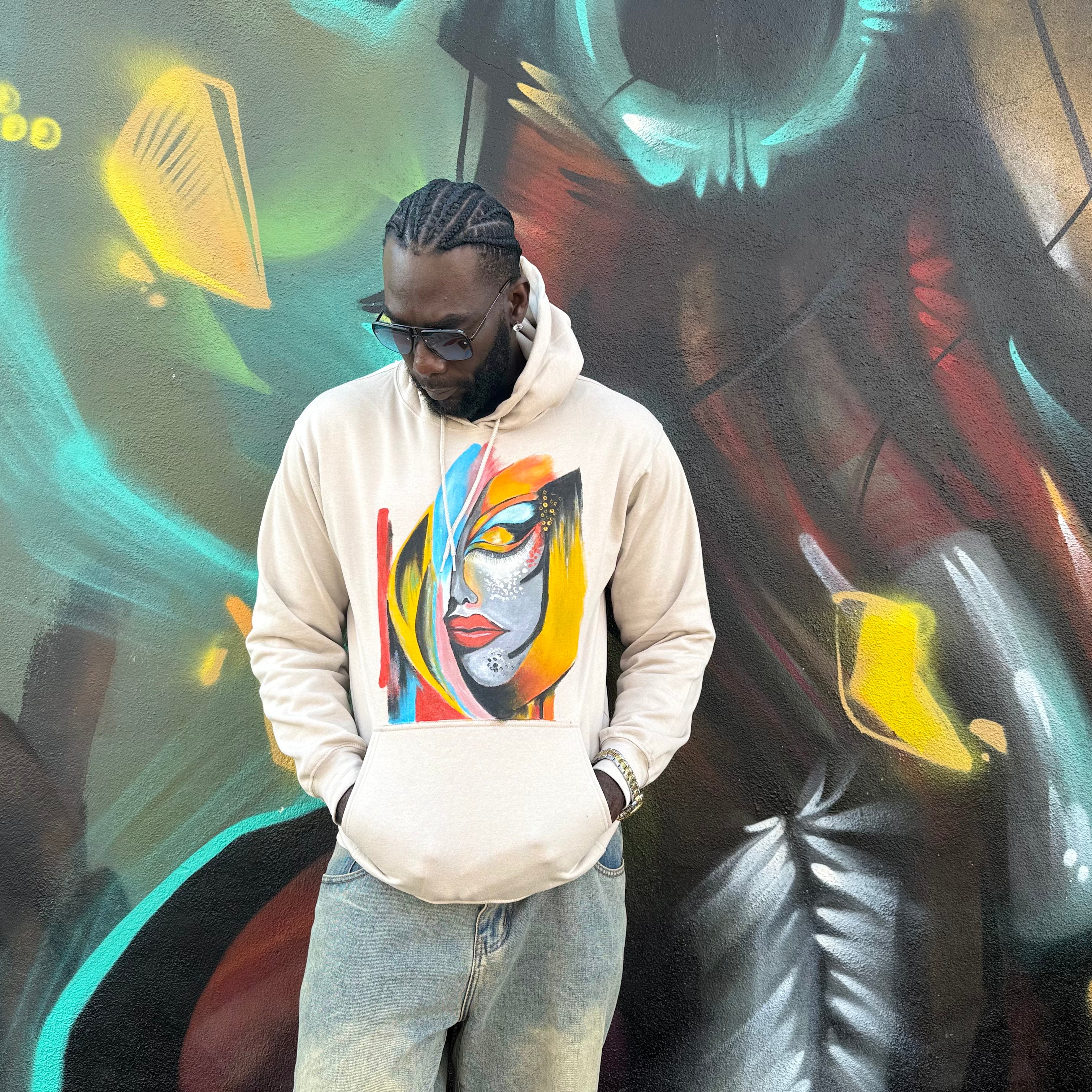 Hidden Face Hand-Painted T-Shirt – Wearable African Art Hoodie
