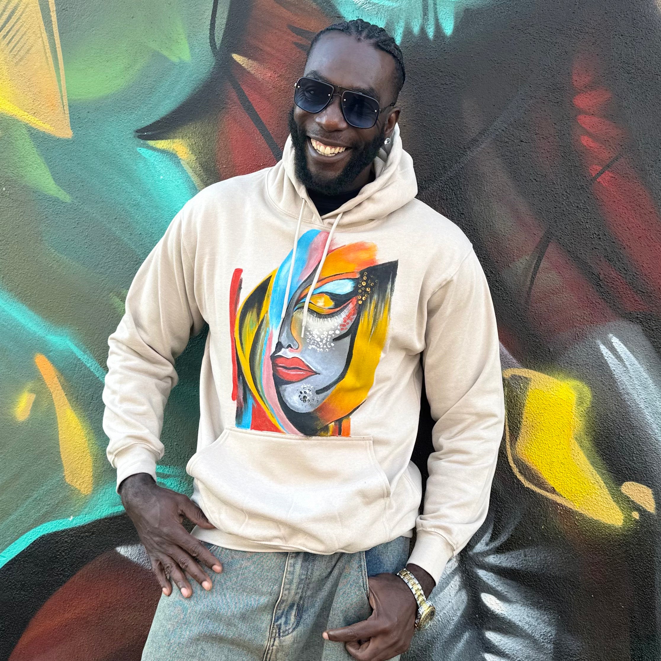 Hidden Face Hand-Painted T-Shirt – Wearable African Art Hoodie