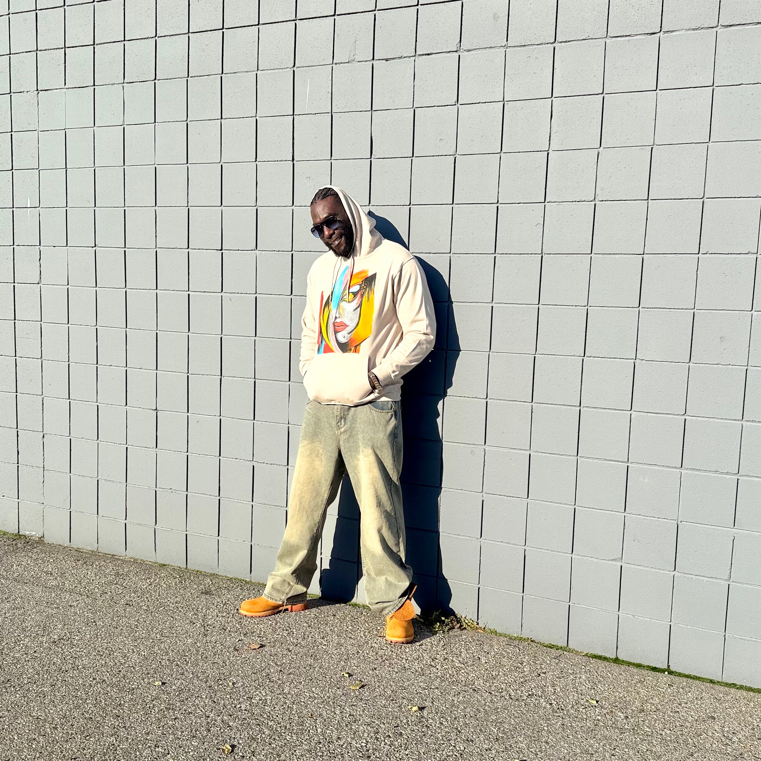 Hidden Face Hand-Painted T-Shirt – Wearable African Art Hoodie