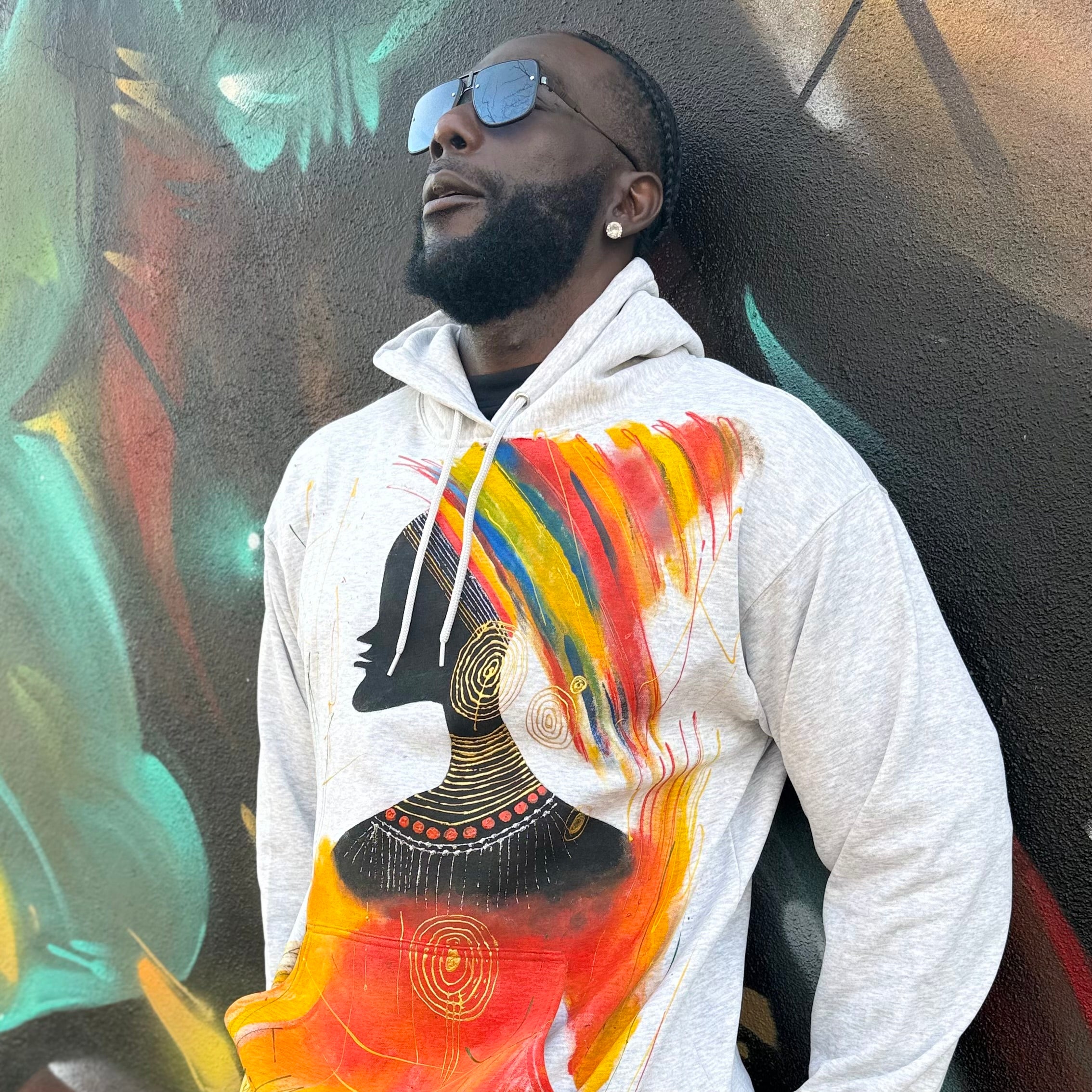 Rainbow Dancer Hand-Painted T-Shirt – Wearable African Art Hoodie