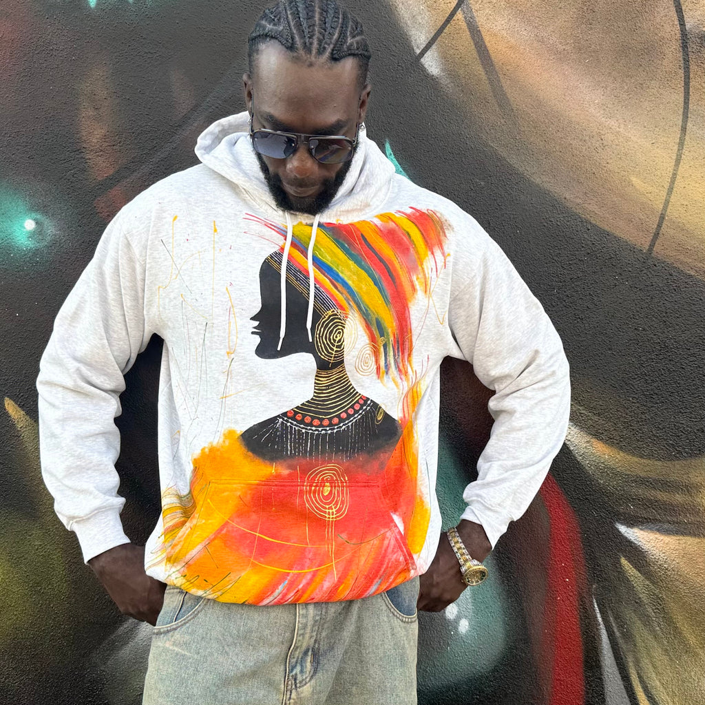 Rainbow Dancer Hand-Painted T-Shirt – Wearable African Art Hoodie