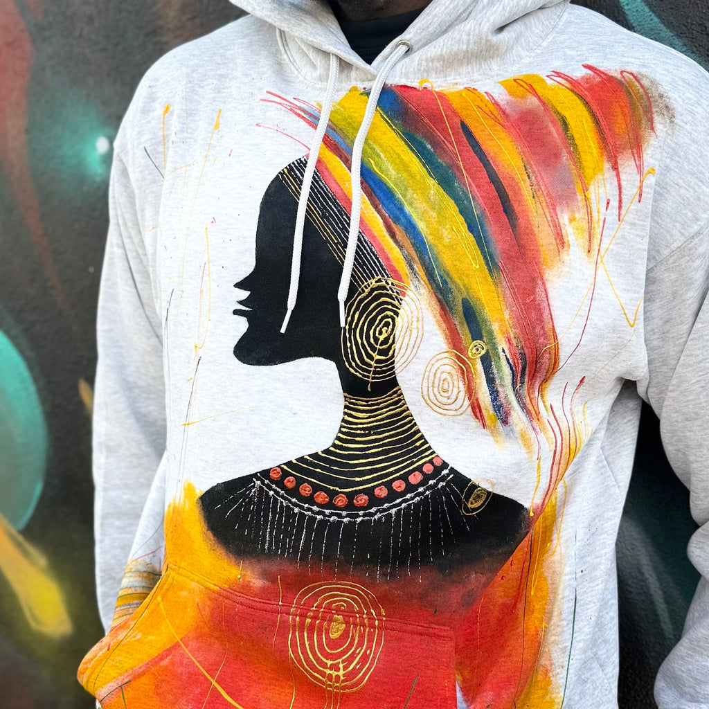 Rainbow Dancer Hand-Painted T-Shirt – Wearable African Art Hoodie