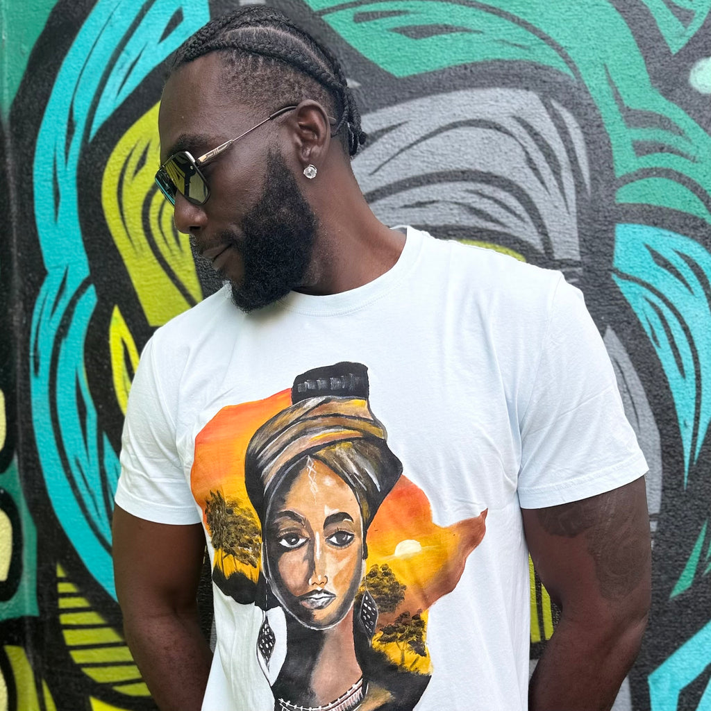 Face of Africa Hand-Painted T-Shirt – Wearable Art Hoodie