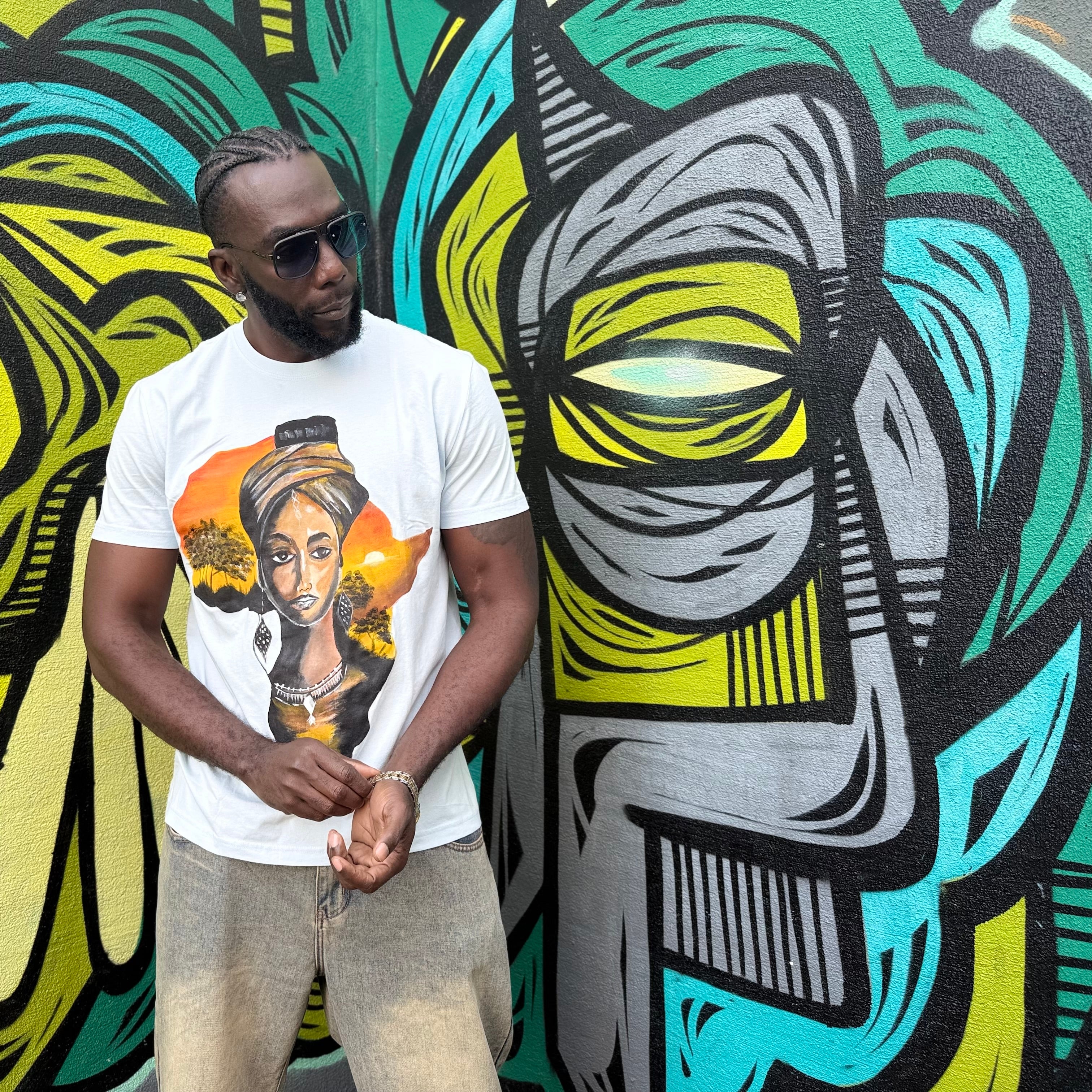 Face of Africa Hand-Painted T-Shirt – Wearable Art Hoodie