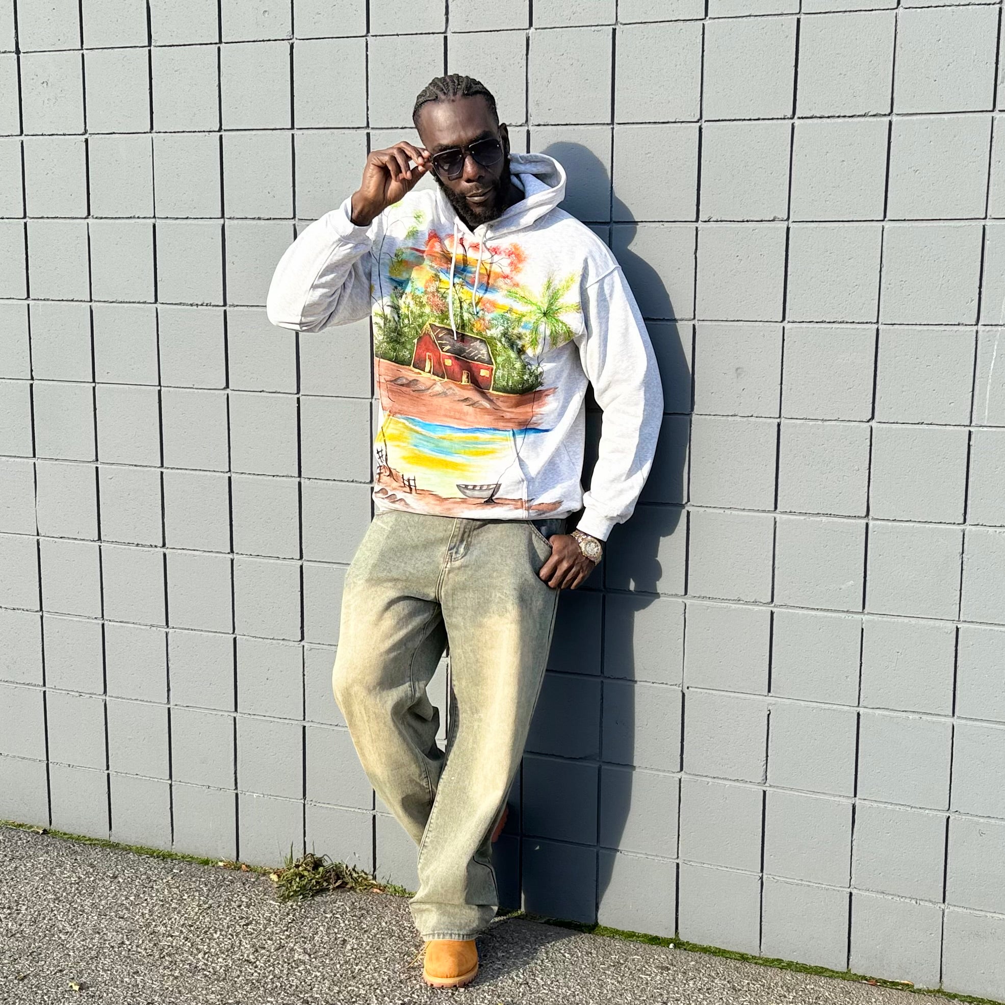 African Village Hand-Painted T-Shirt and Hoodie