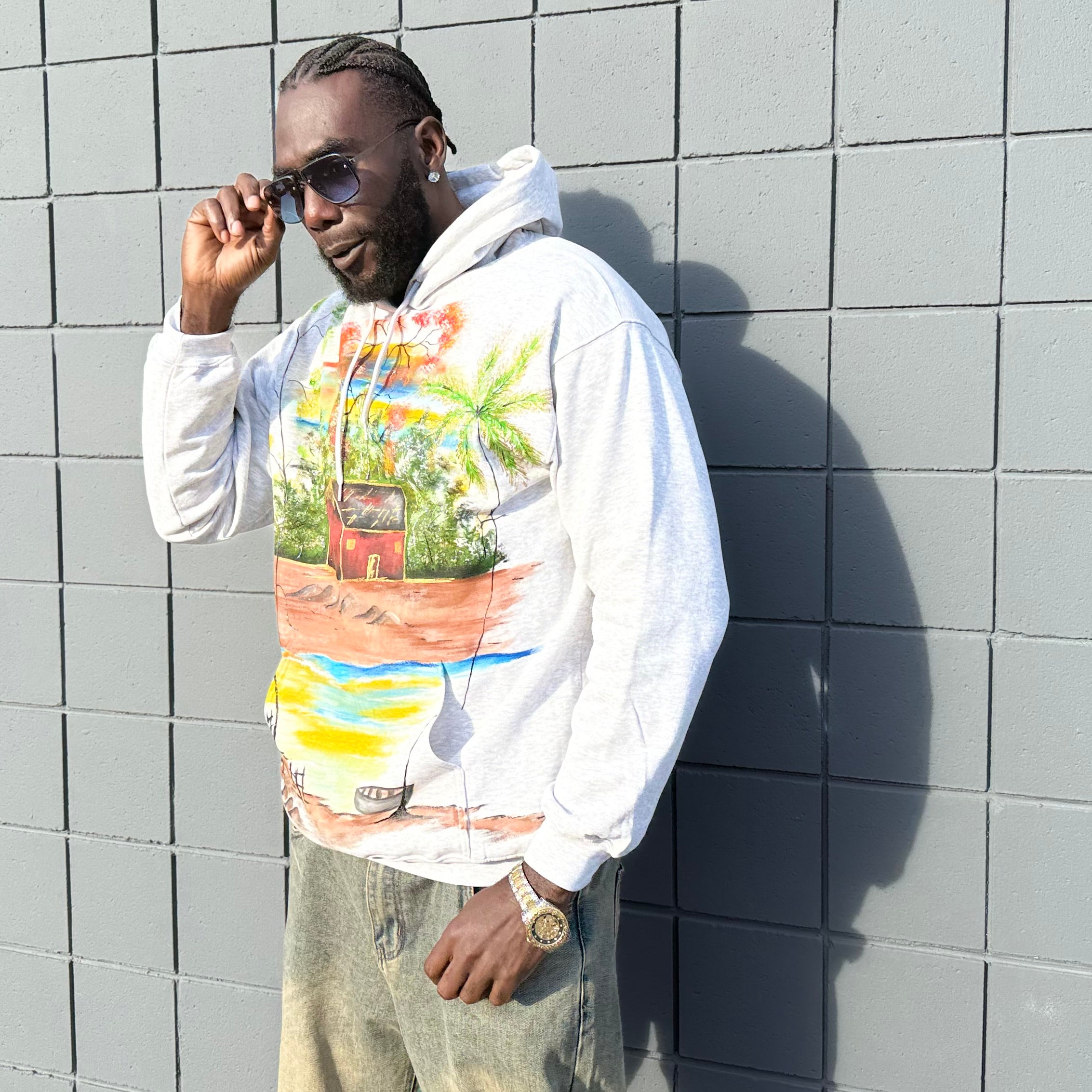 African Village Hand-Painted T-Shirt and Hoodie