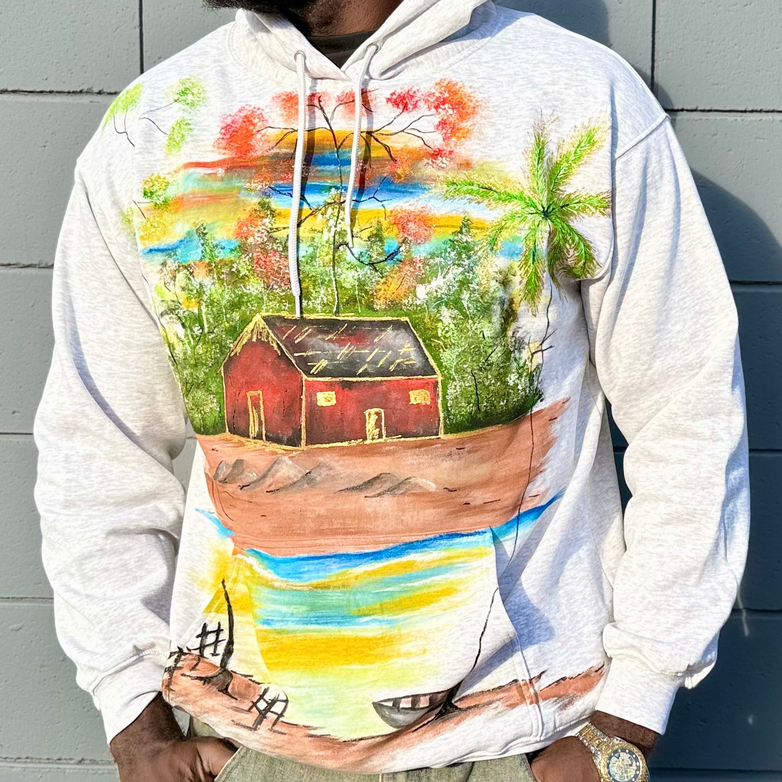 African Village Hand-Painted T-Shirt and Hoodie