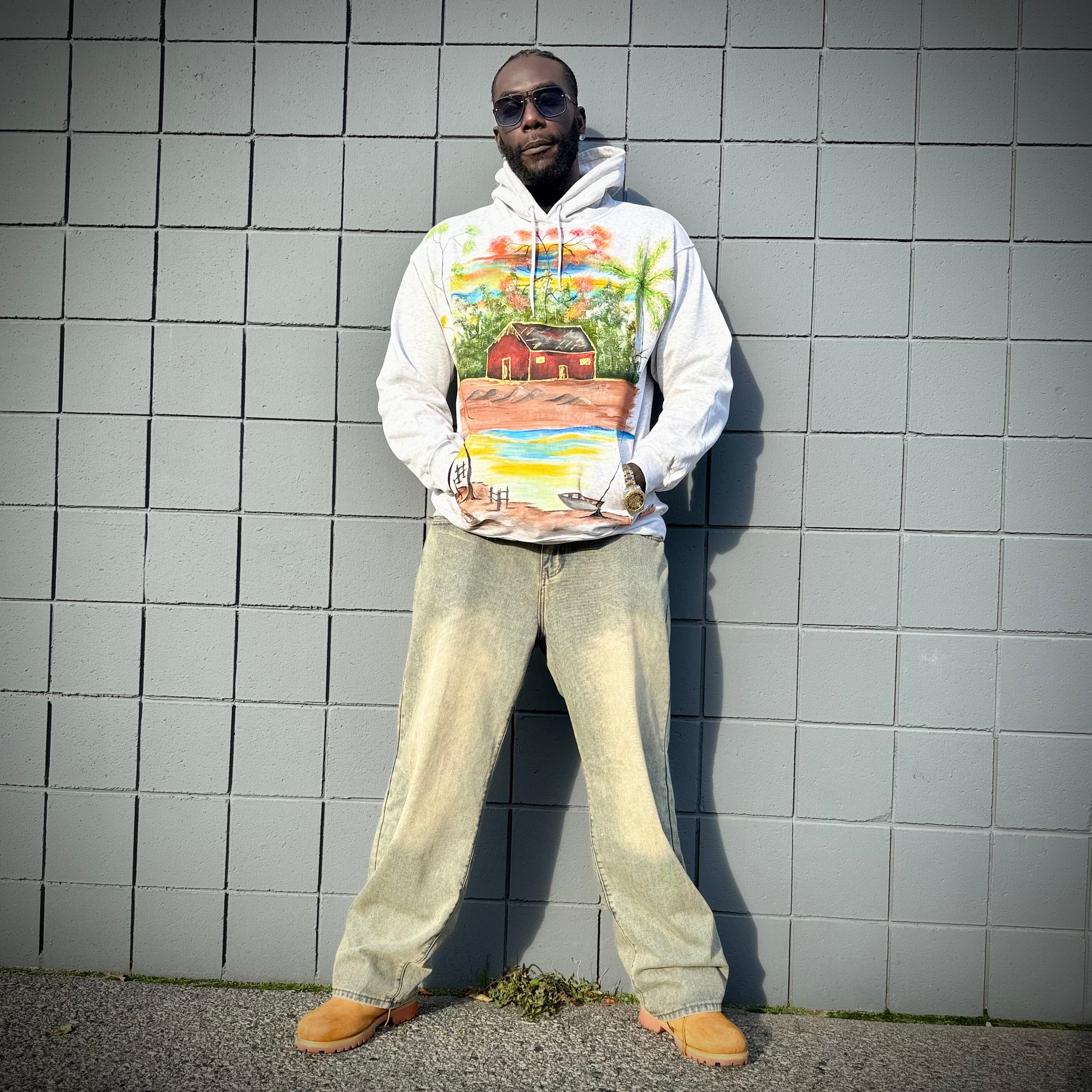 African Village Hand-Painted T-Shirt and Hoodie