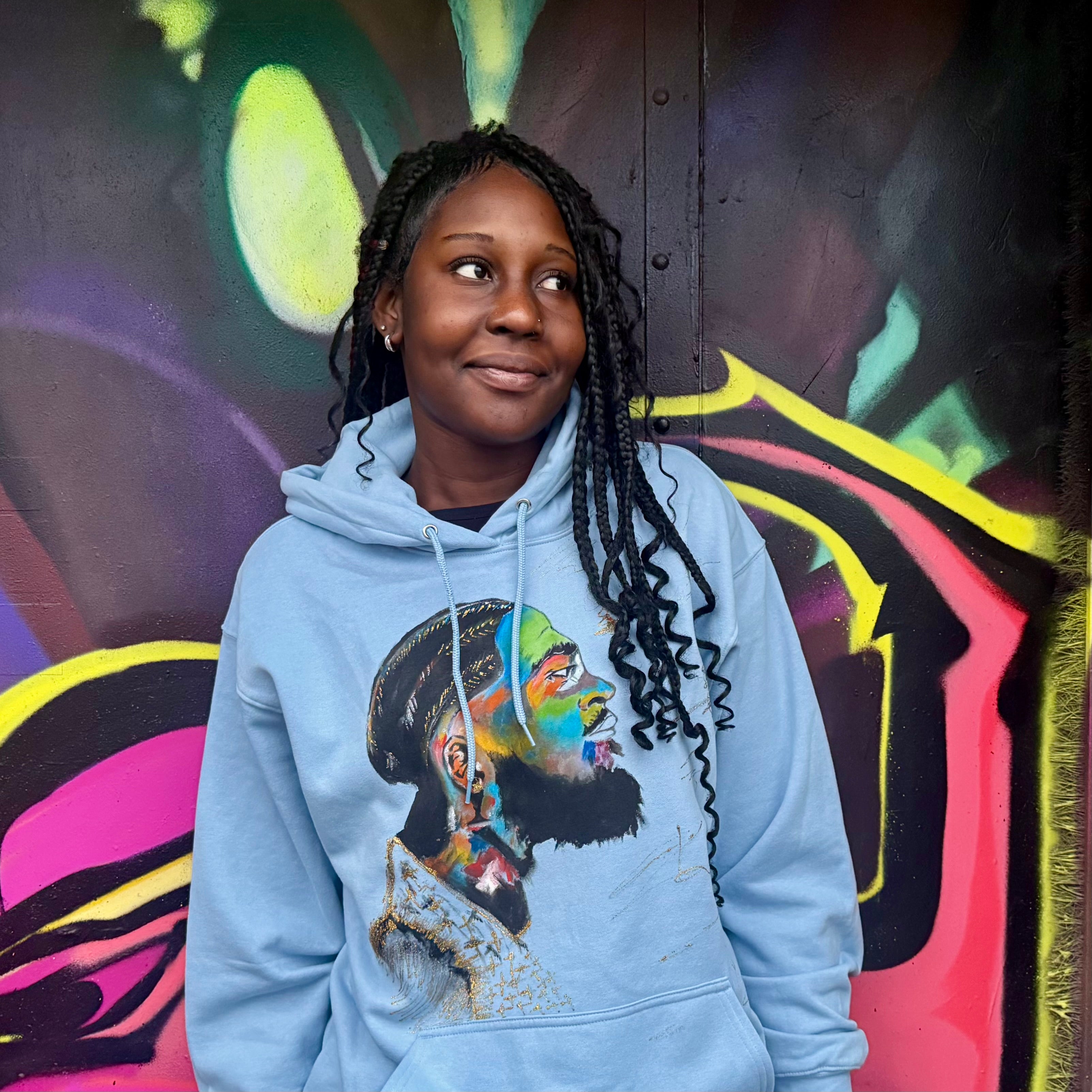 African Man Portrait Hand-Painted Unisex T-Shirt and Hoodie