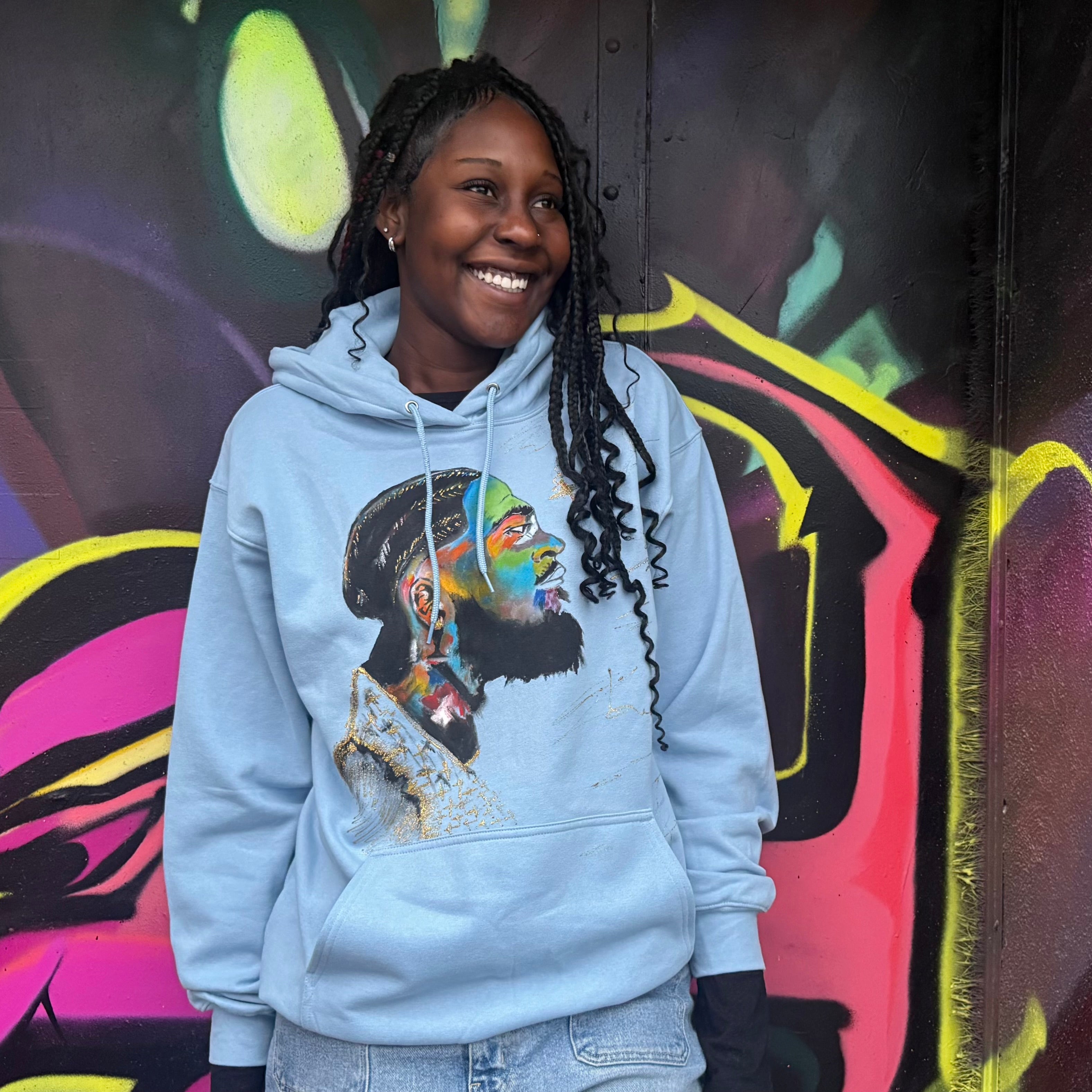 African Man Portrait Hand-Painted Unisex T-Shirt and Hoodie