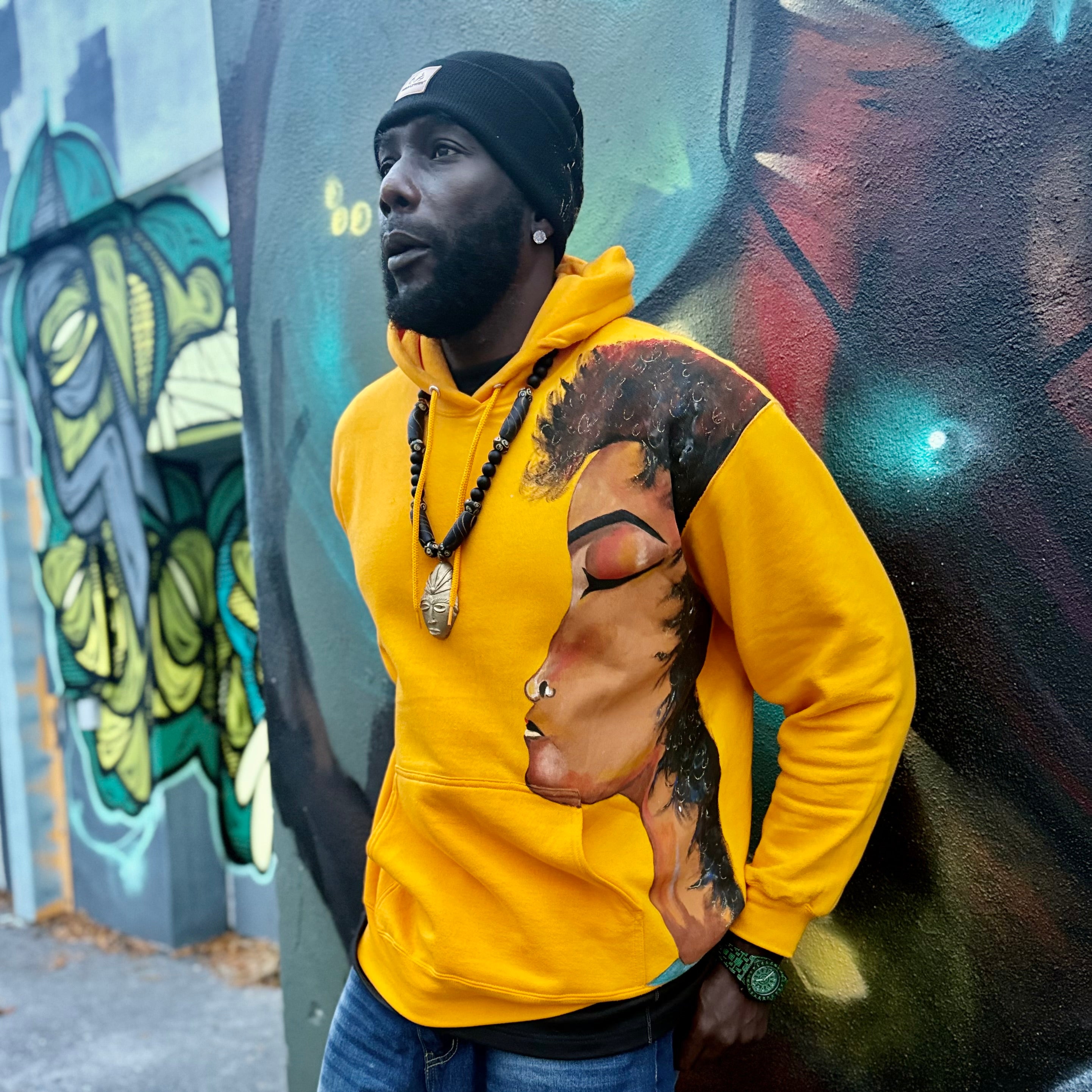 ZbenjAfrica African Beauty Portrait Hand-Painted Unisex Shirt Hoodie