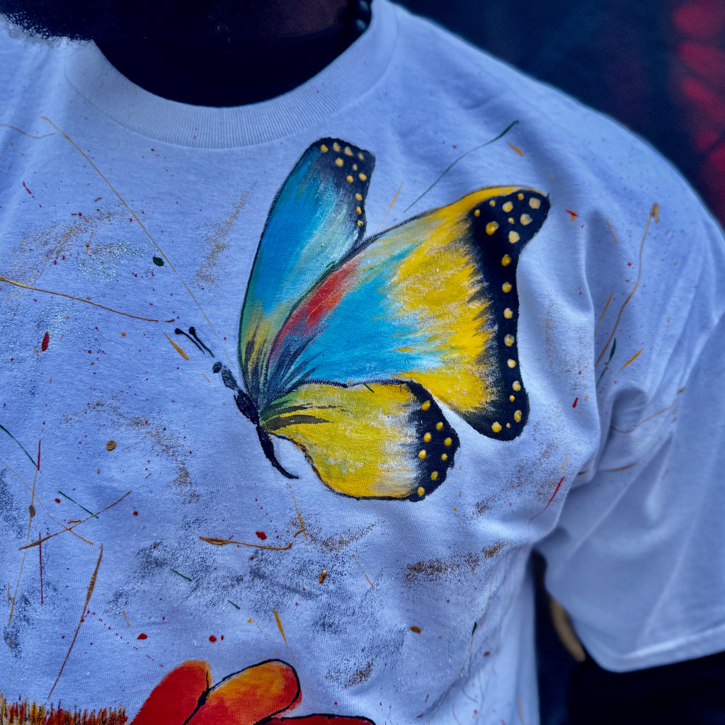 ZbenjAfrica Butterfly and Flower Hand-Painted T-Shirt and Hoodie