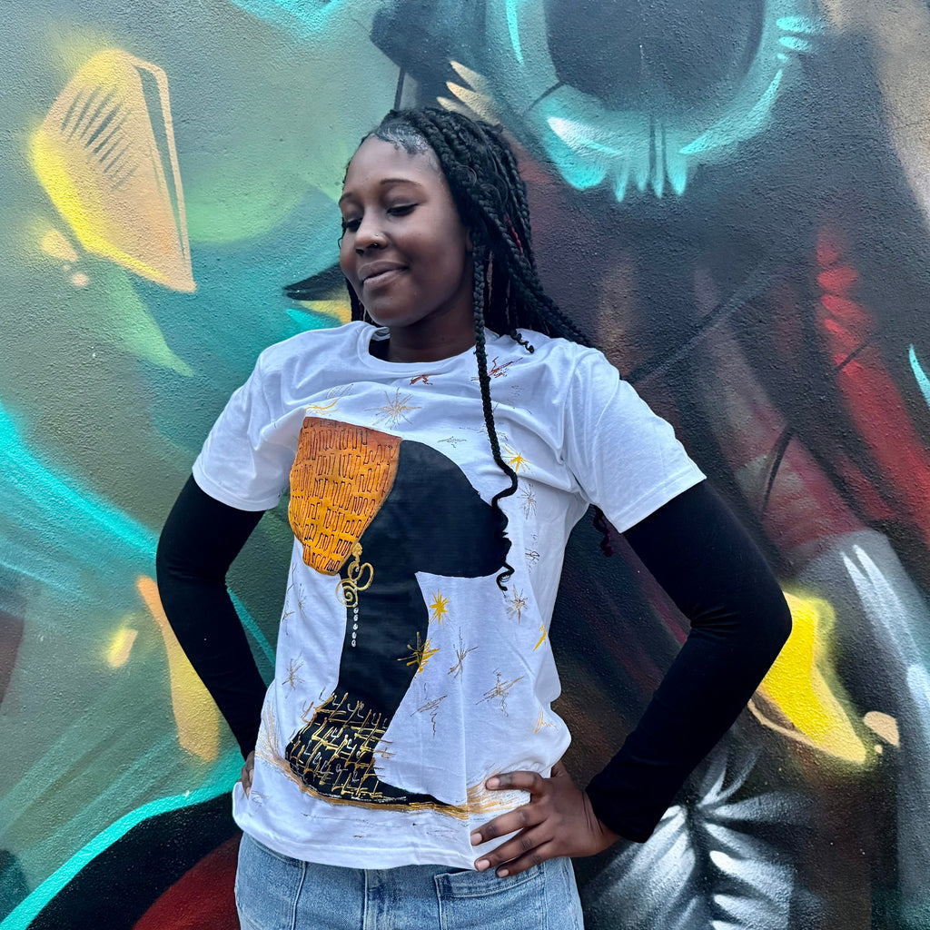 ZbenjAfrica Ghana Queen Portrait Hand-Painted T-Shirt and Hoodie