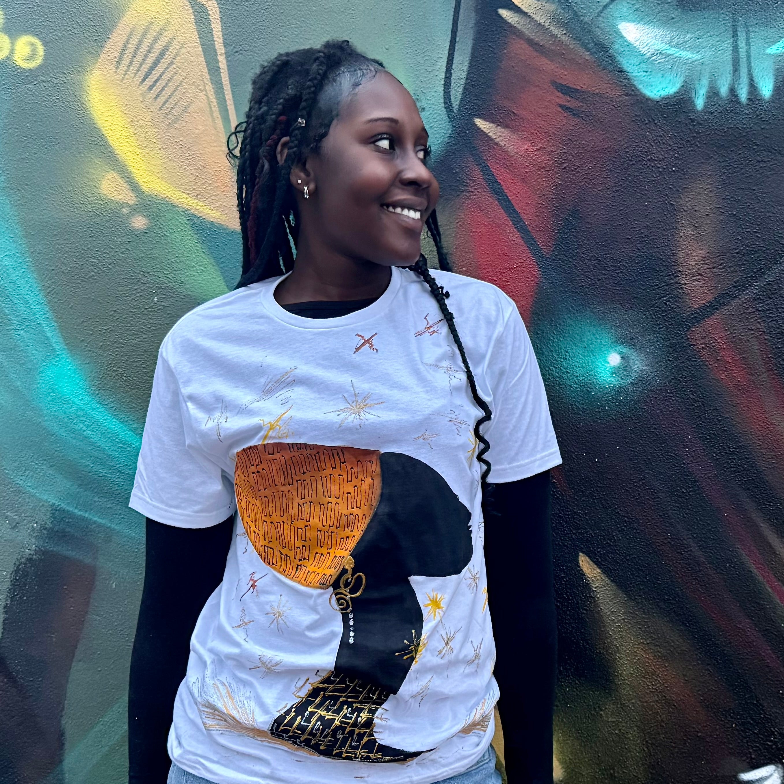ZbenjAfrica Ghana Queen Portrait Hand-Painted T-Shirt and Hoodie