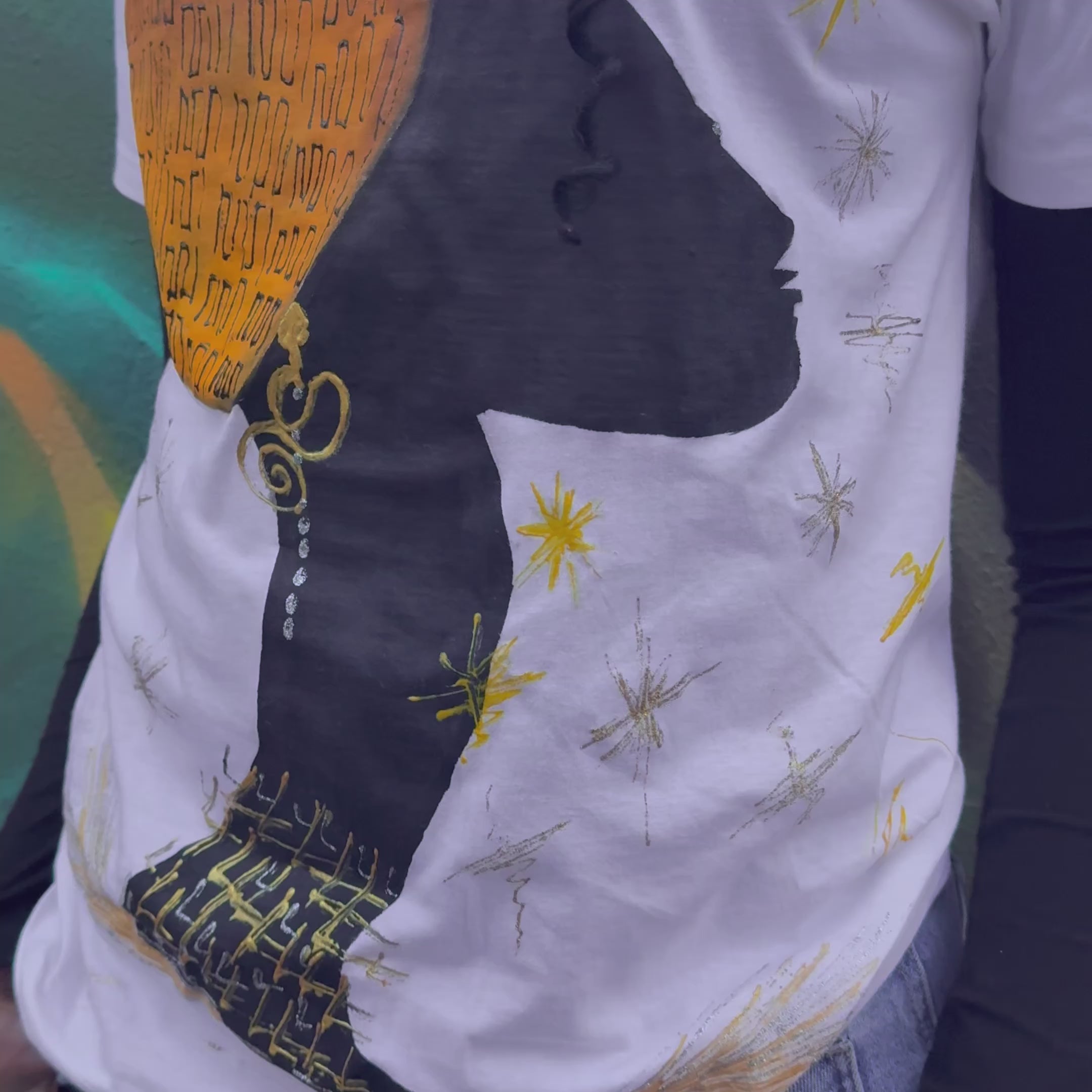 ZbenjAfrica Ghana Queen Portrait Hand-Painted T-Shirt and Hoodie